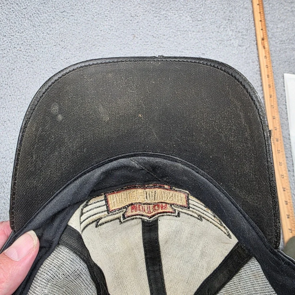 Harley-Davidson Baseball Cap Boys 8/18 Black Faux Leather Ride‎ The Wind Y2K VTG
